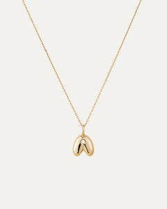 14K gold bubble letter necklace