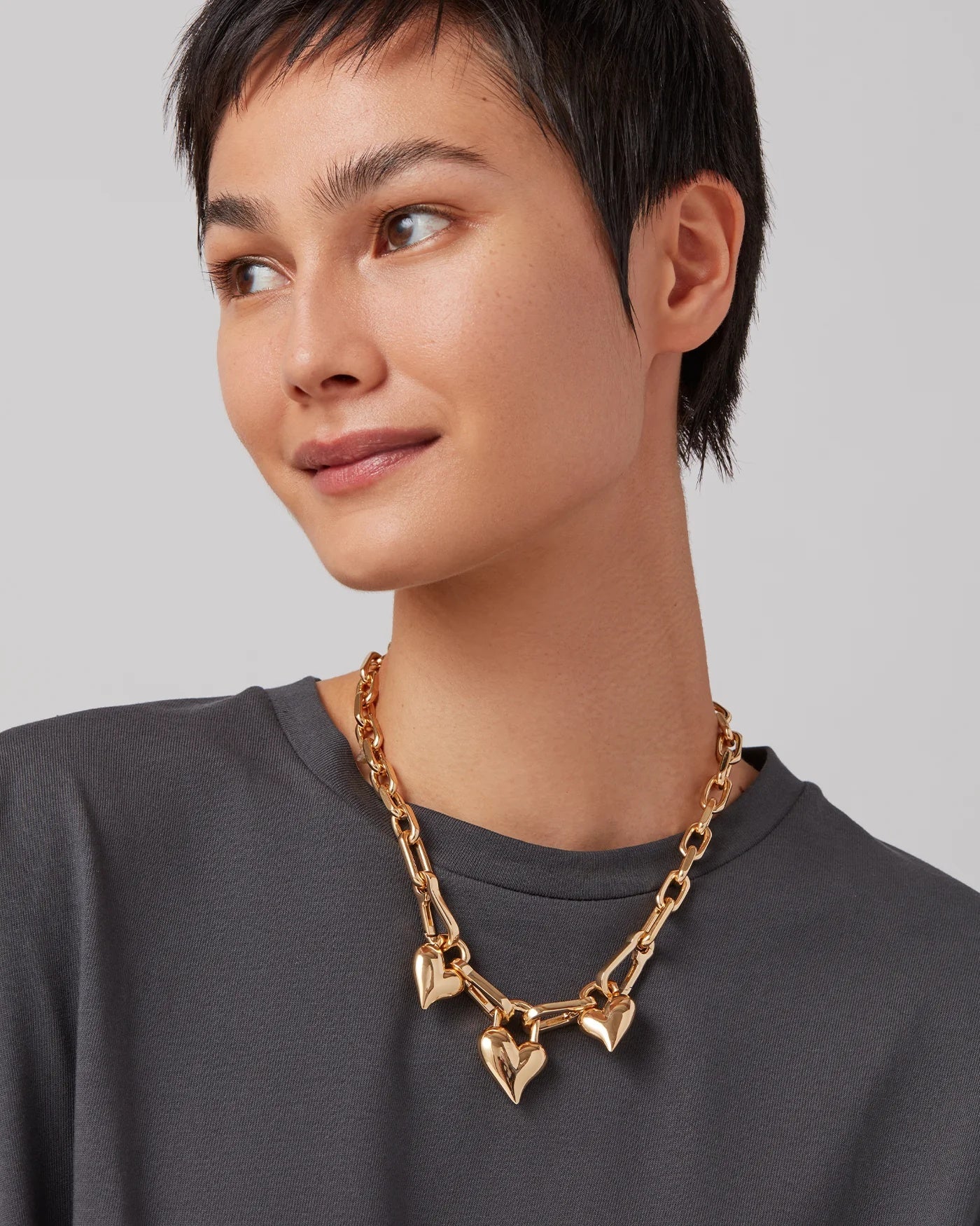 Padlock triple heart pendant necklace