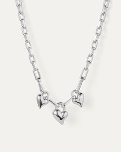 Padlock triple heart pendant necklace