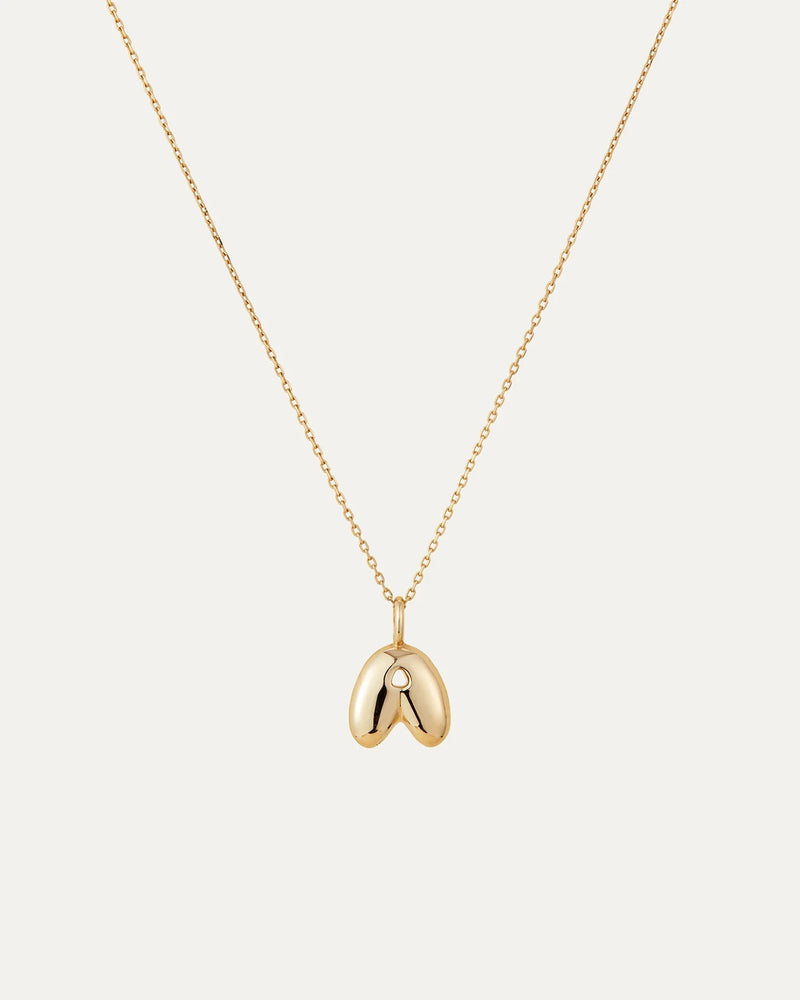 14K gold bubble letter necklace