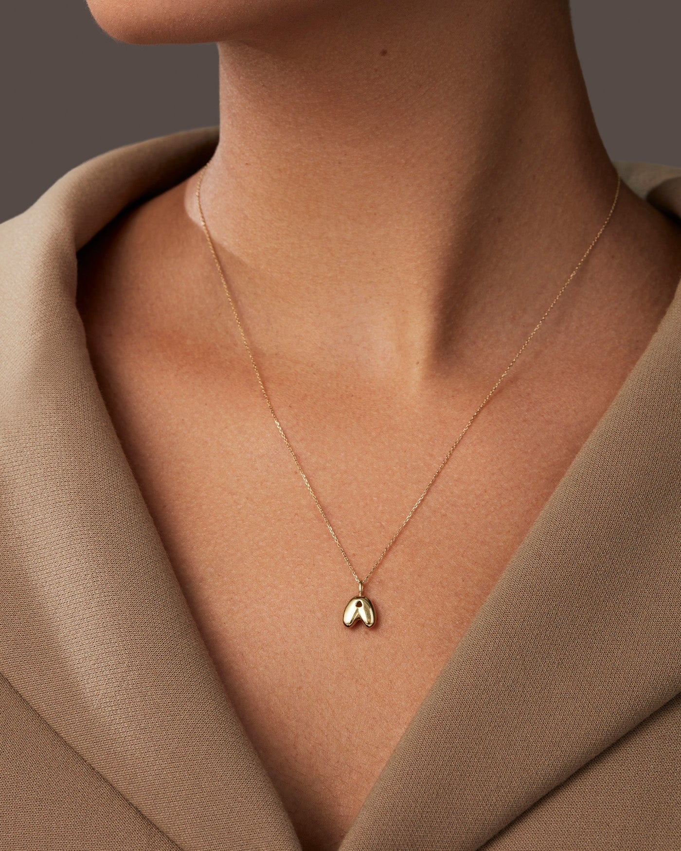 14K gold bubble letter necklace