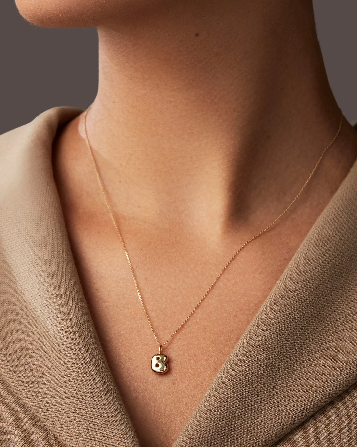 14K gold bubble letter necklace