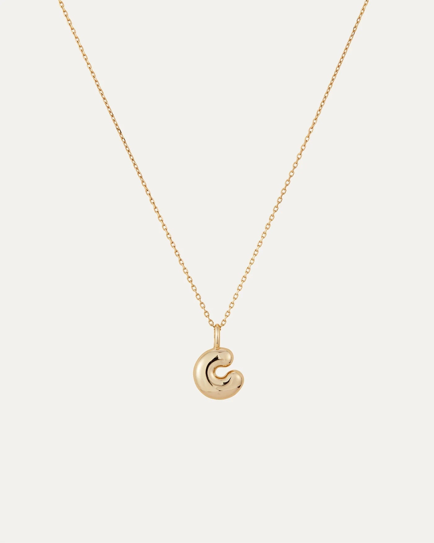 14K gold bubble letter necklace