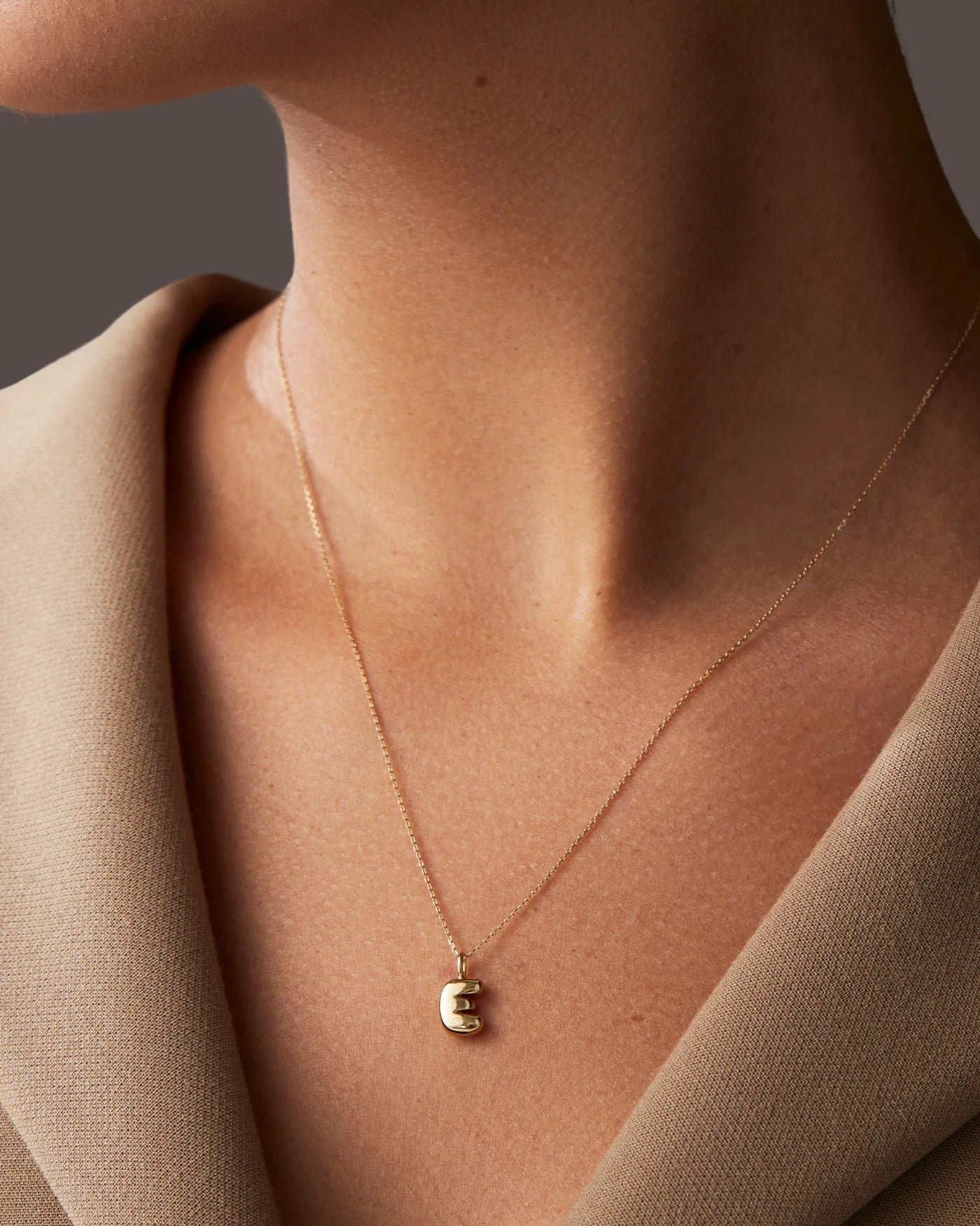 14K gold bubble letter necklace