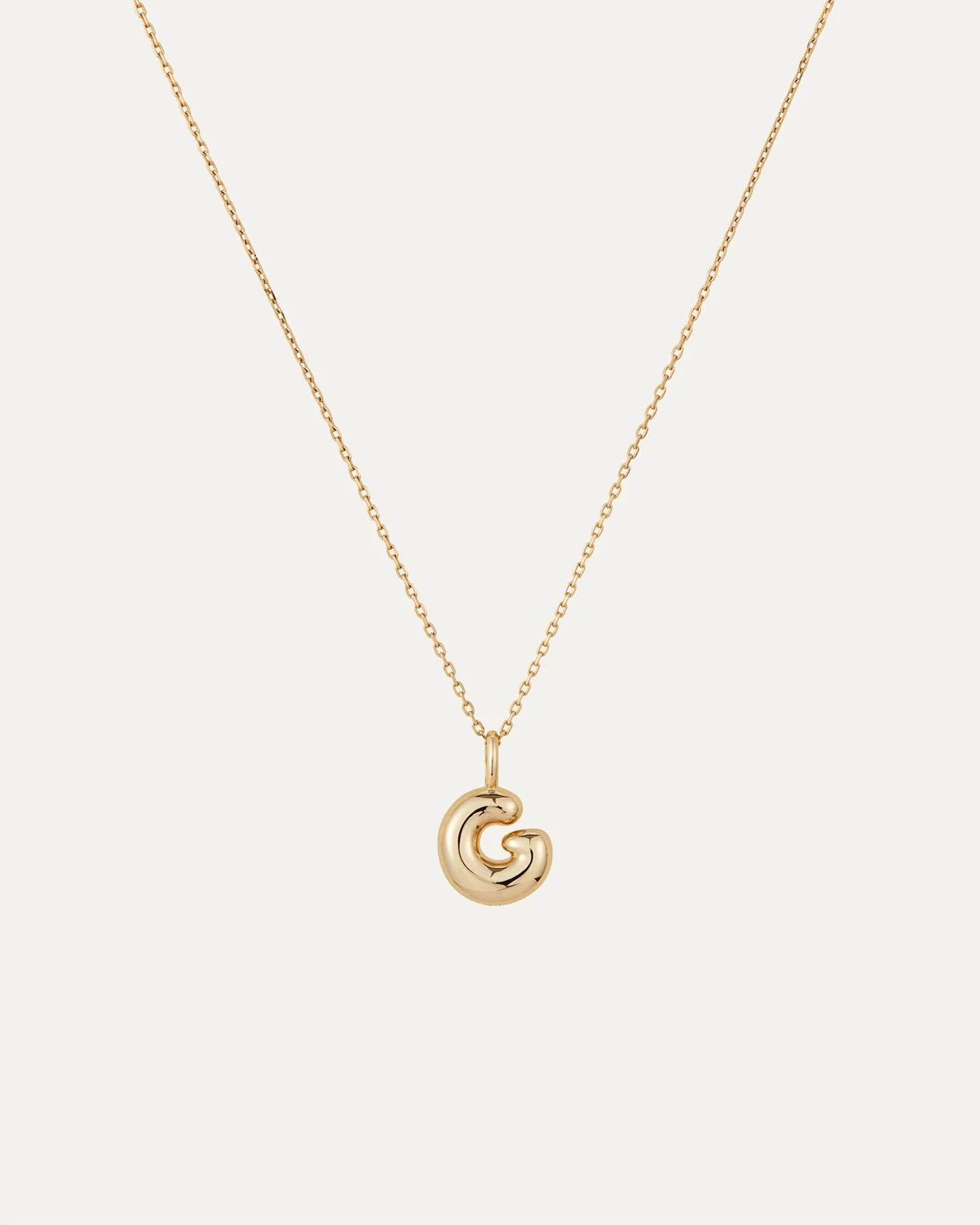 14K gold bubble letter necklace