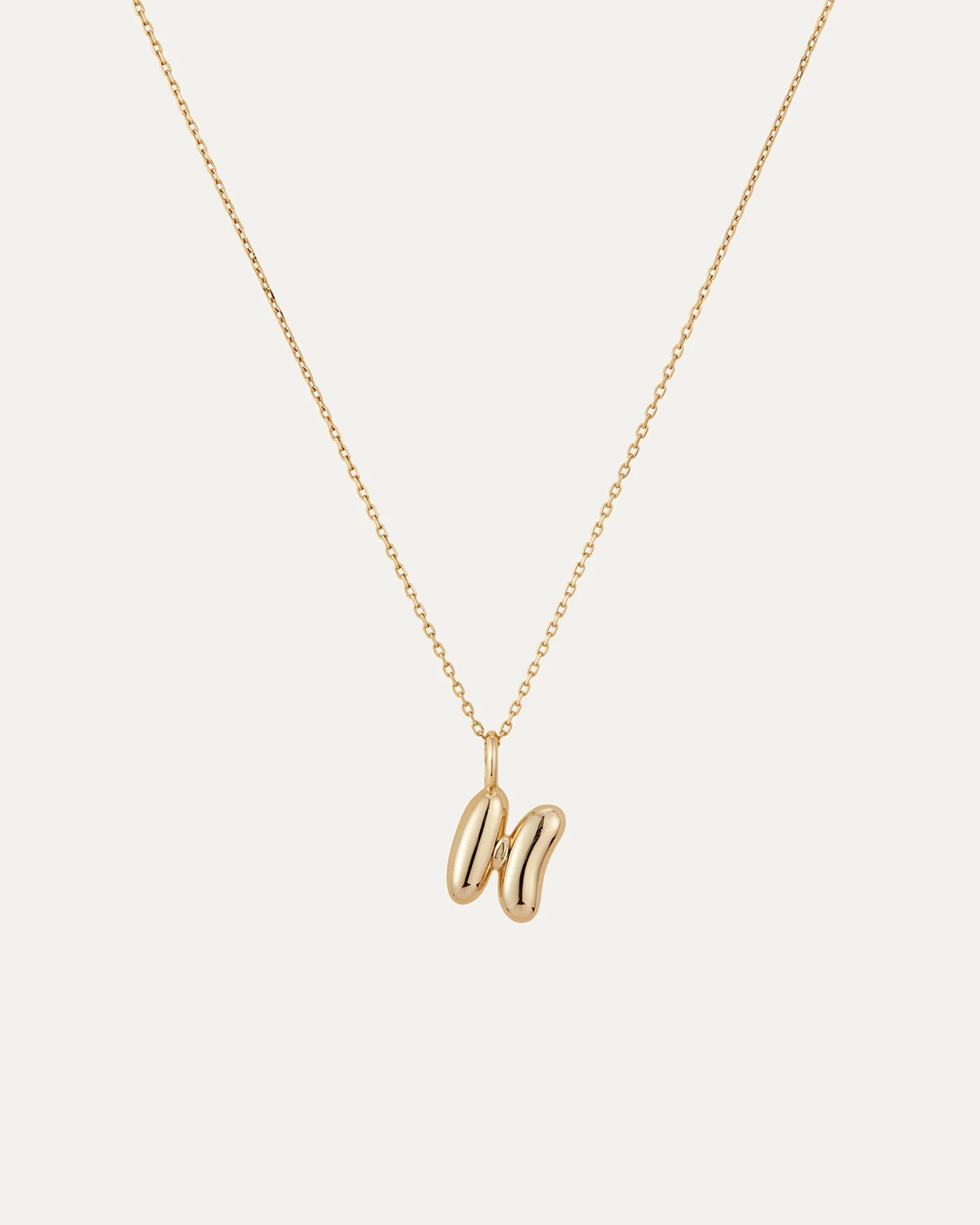 14K gold bubble letter necklace