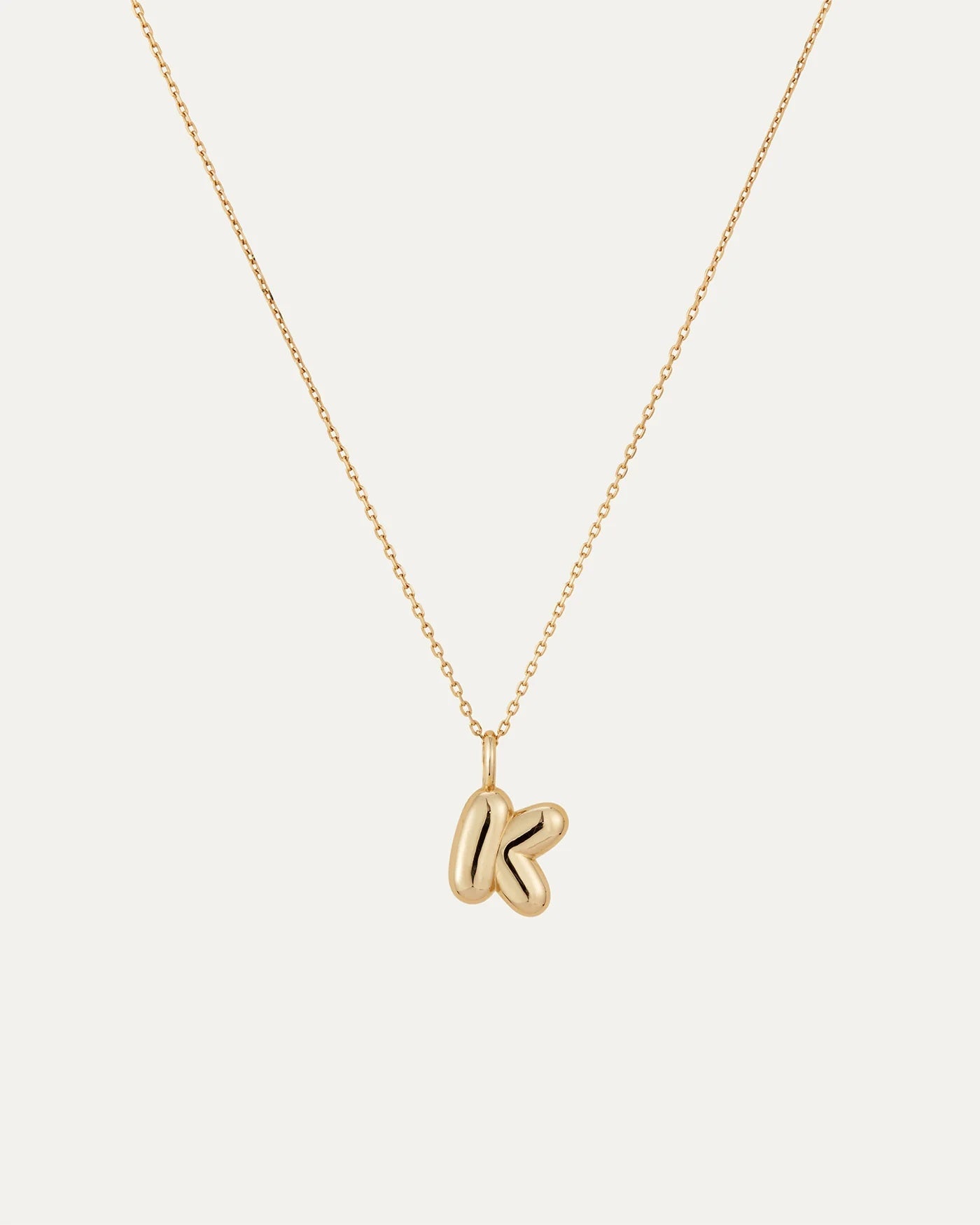 14K gold bubble letter necklace