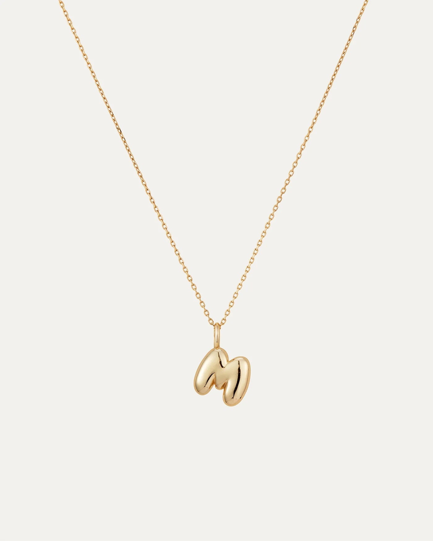 14K gold bubble letter necklace