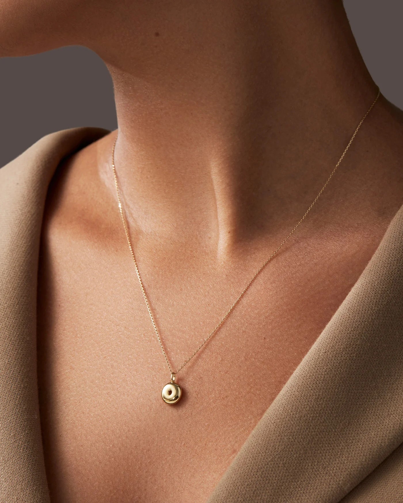 14K gold bubble letter necklace