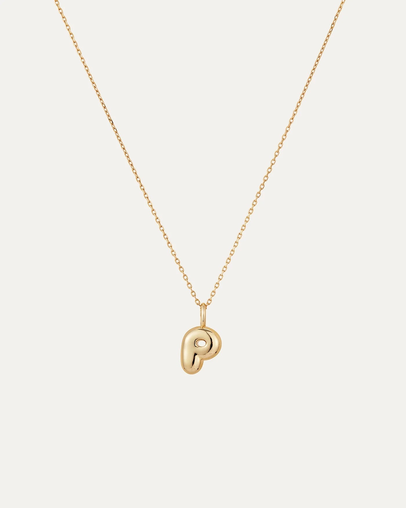 14K gold bubble letter necklace