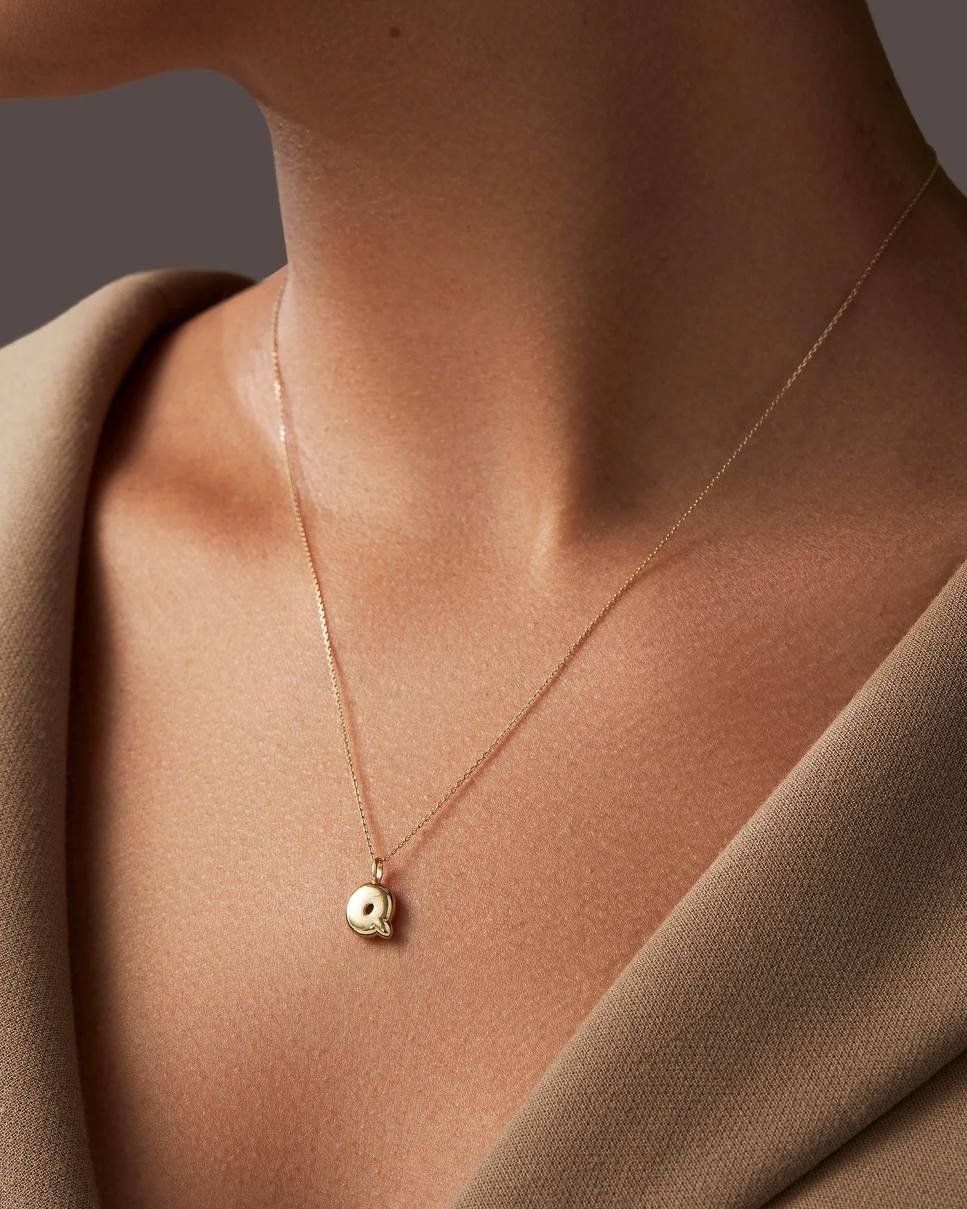 14K gold bubble letter necklace