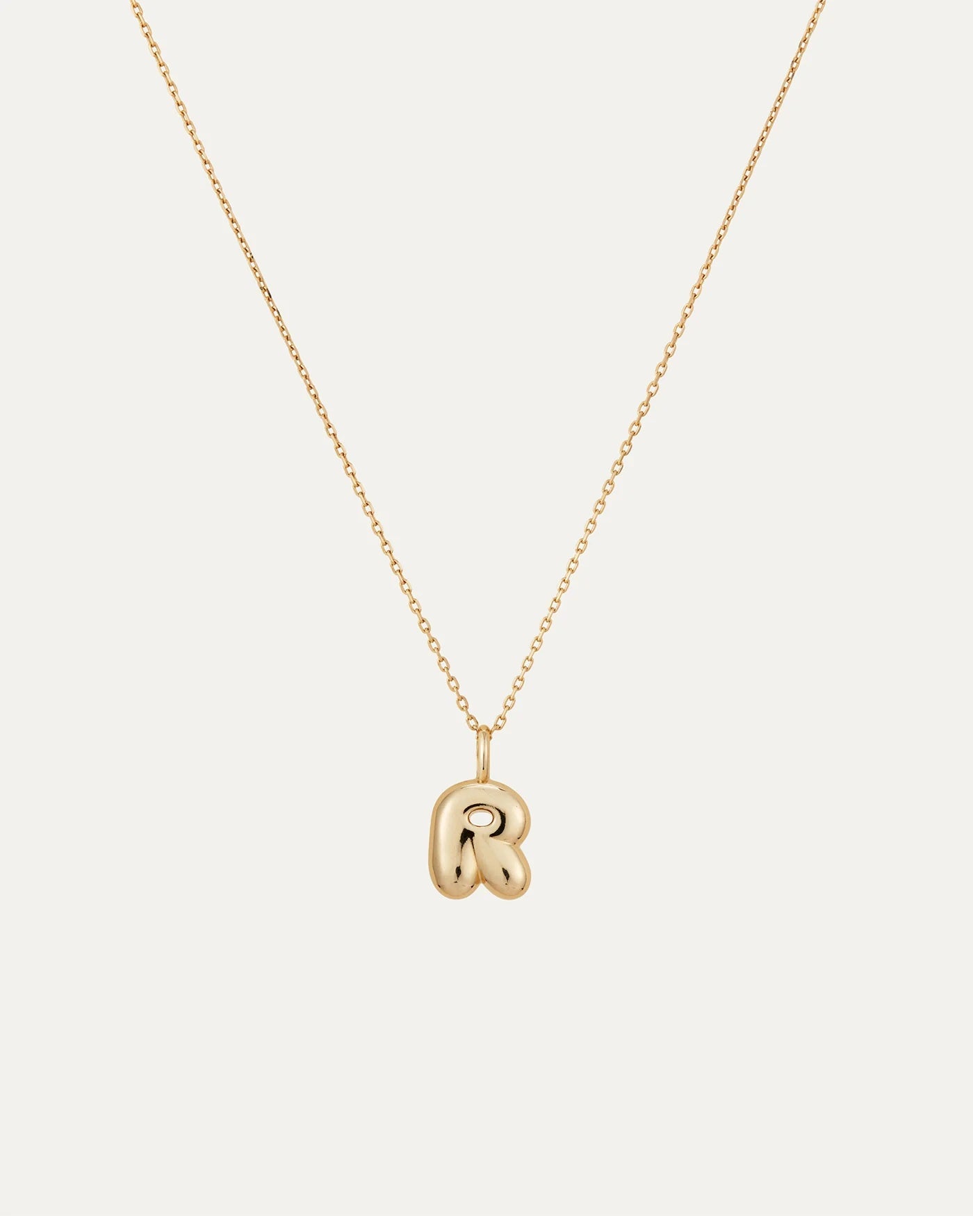 14K gold bubble letter necklace