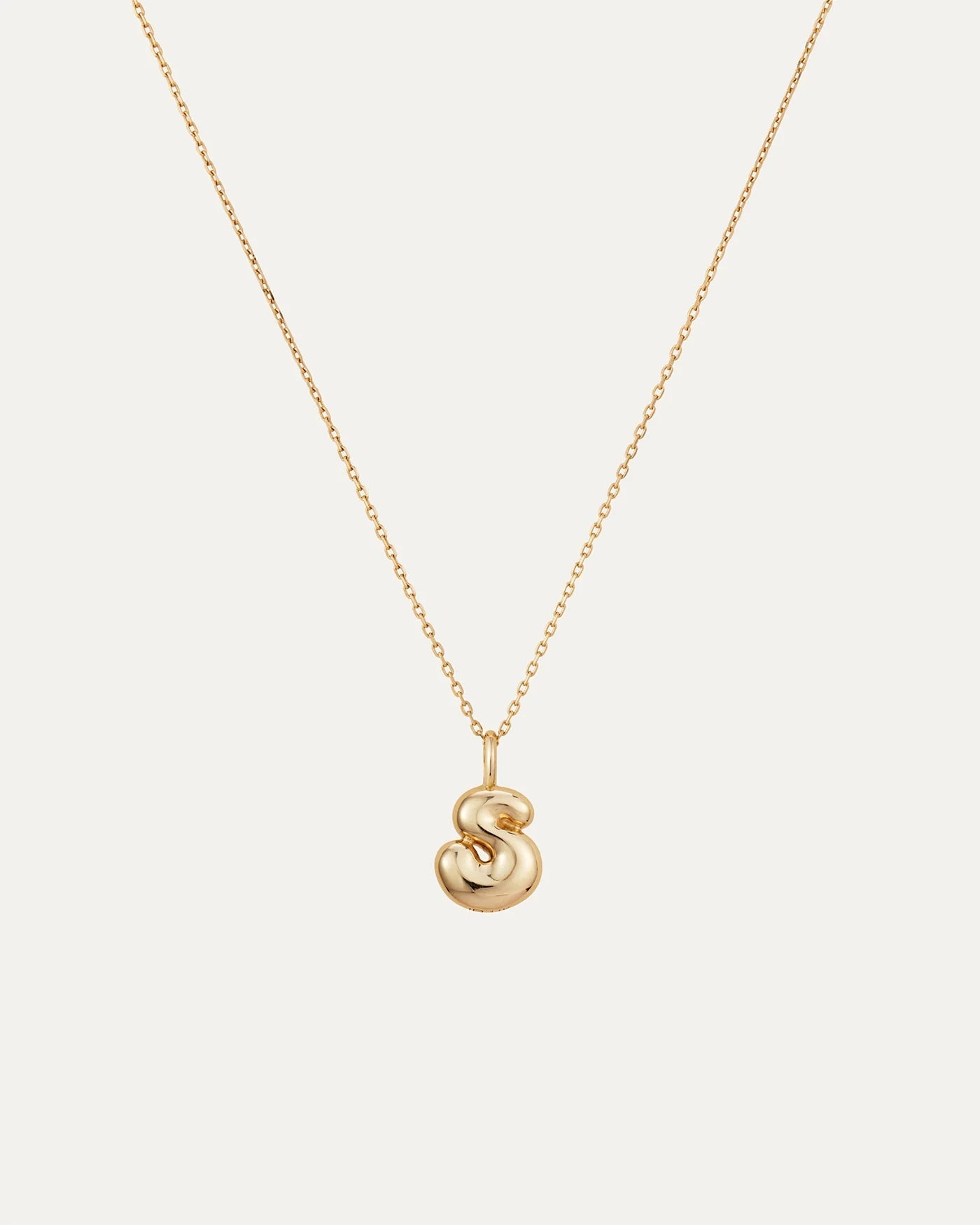 14K gold bubble letter necklace