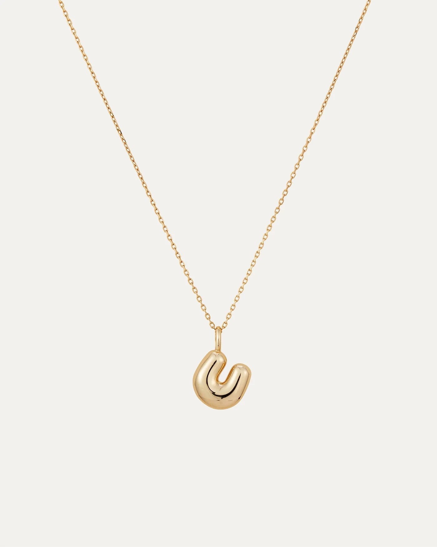 14K gold bubble letter necklace