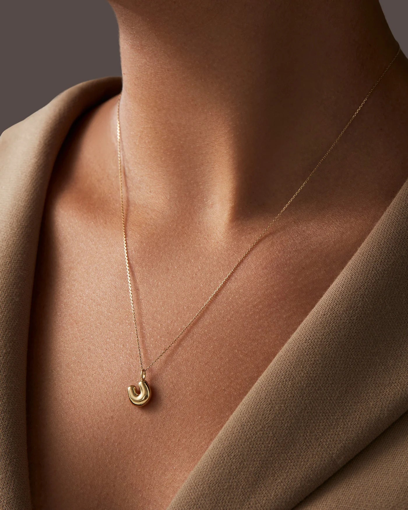 14K gold bubble letter necklace