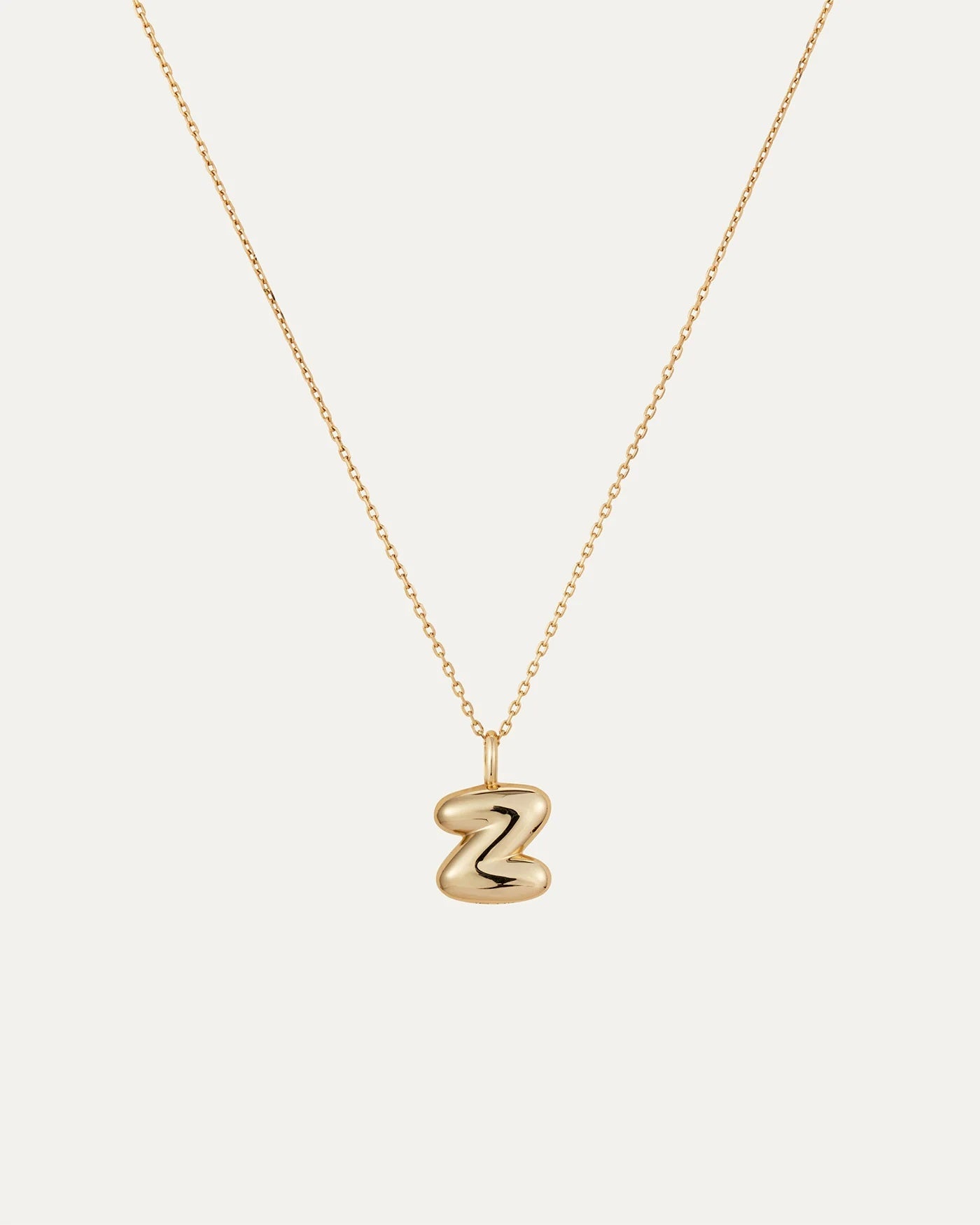 14K gold bubble letter necklace