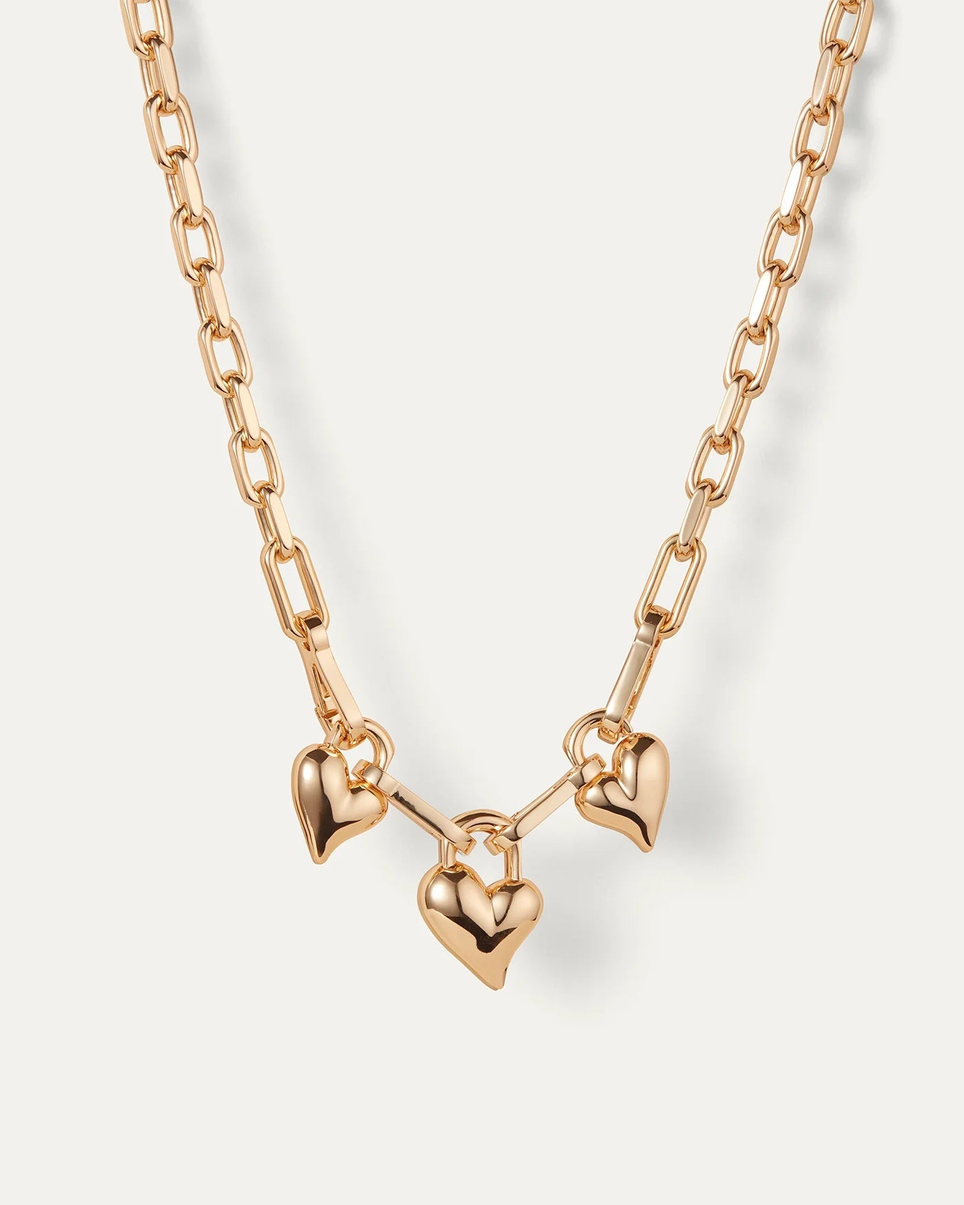 Padlock triple heart pendant necklace