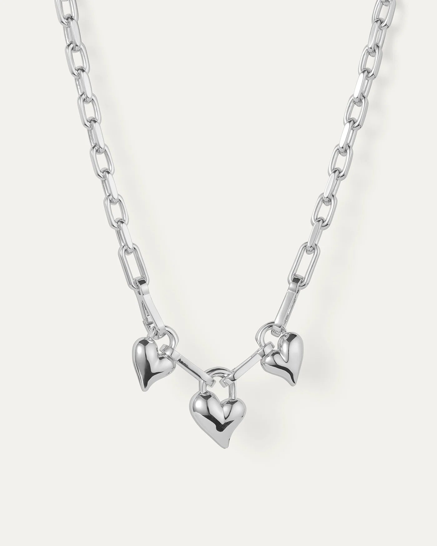 Padlock triple heart pendant necklace