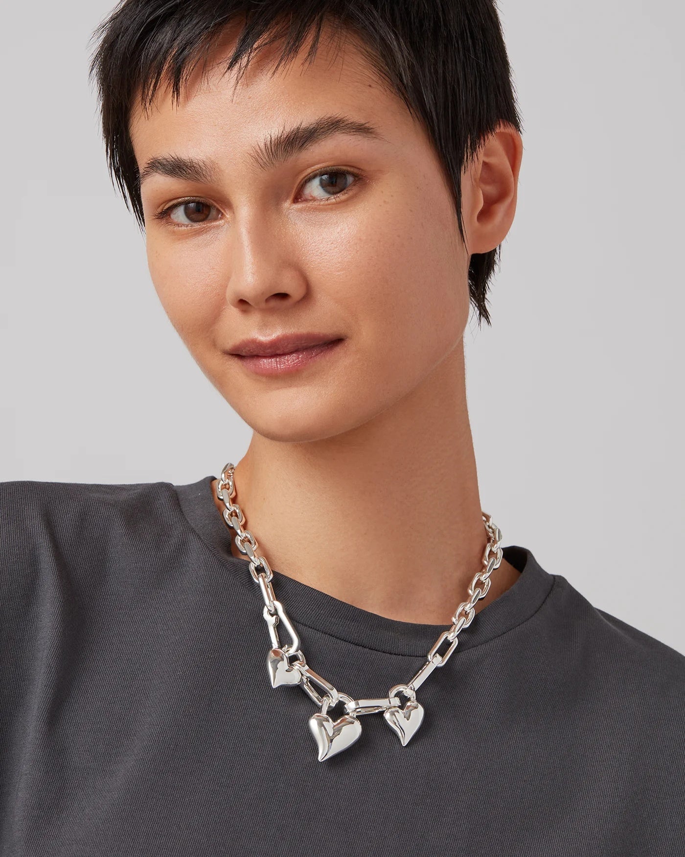 Padlock triple heart pendant necklace