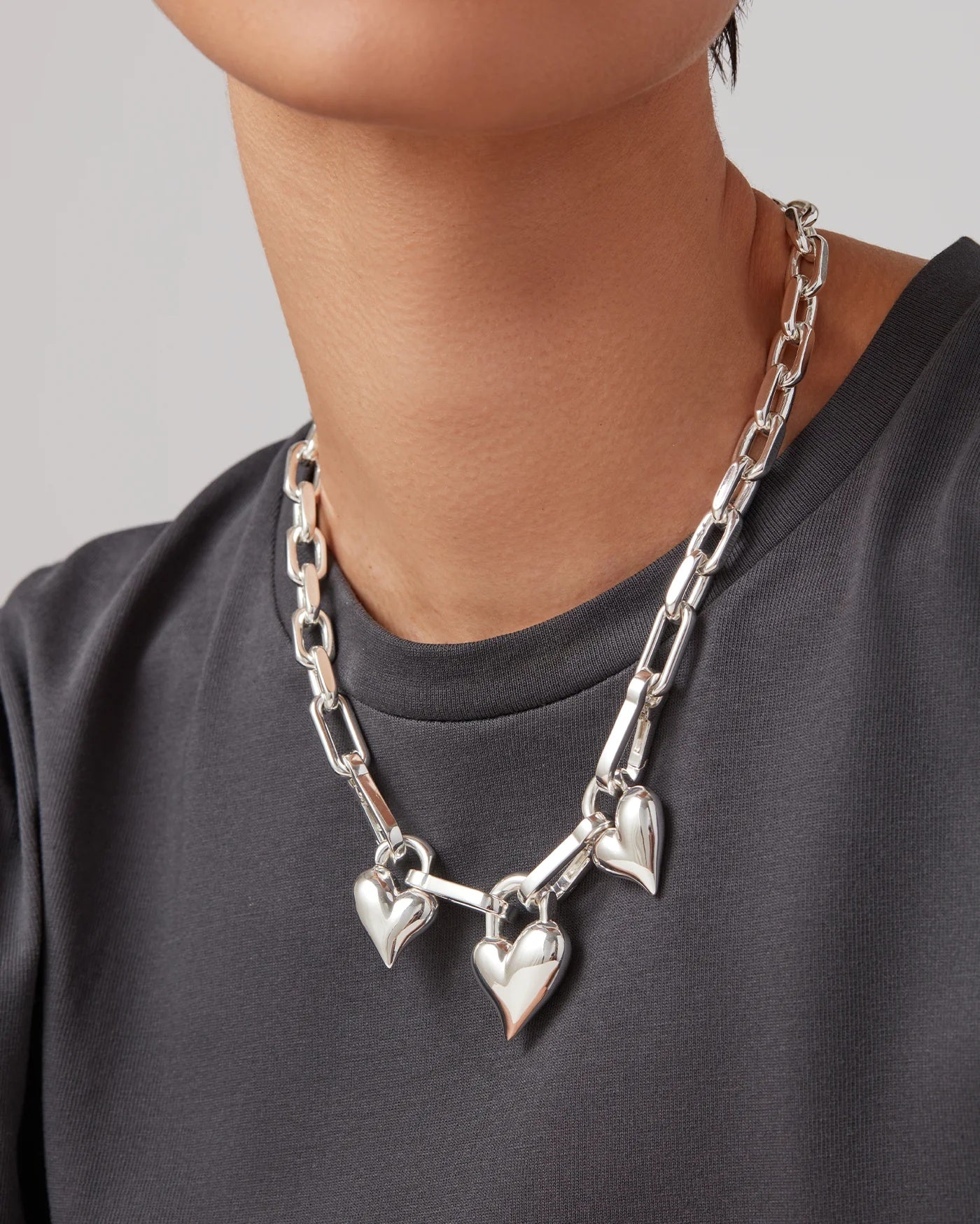 Padlock triple heart pendant necklace