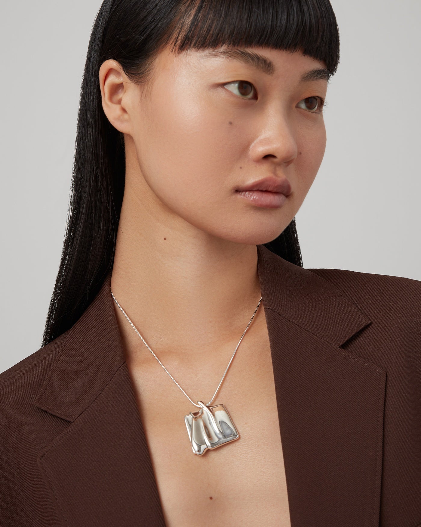 Abstract form chain necklace - Sliver